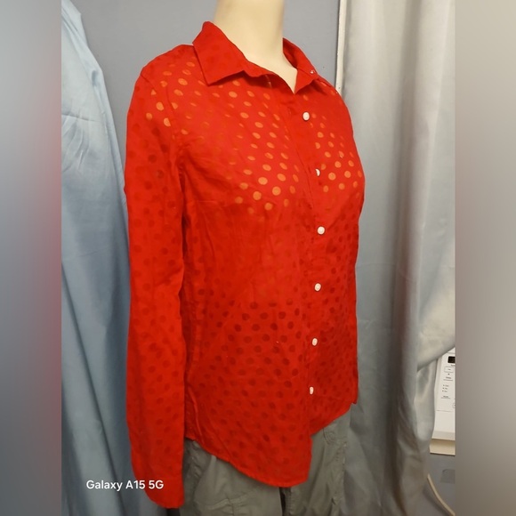 GAP Red Casual Button Down Shirt Lightweight Cotton - Picture 8 of 13